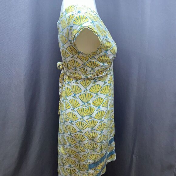 Mata Traders Yaga Crescent obi dress summer blue/yellow Sz S - Picture 5 of 13